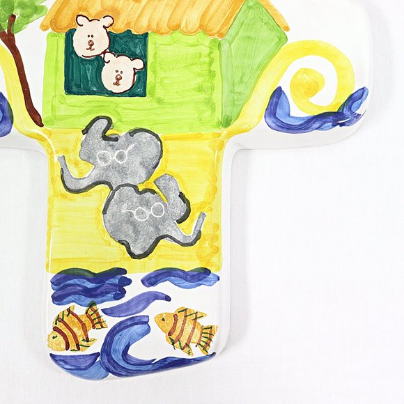 Noah's Ark Nursery Cross Boozell Collection Baby Terracota Mexico Hand Painted - Picture 3 of 11